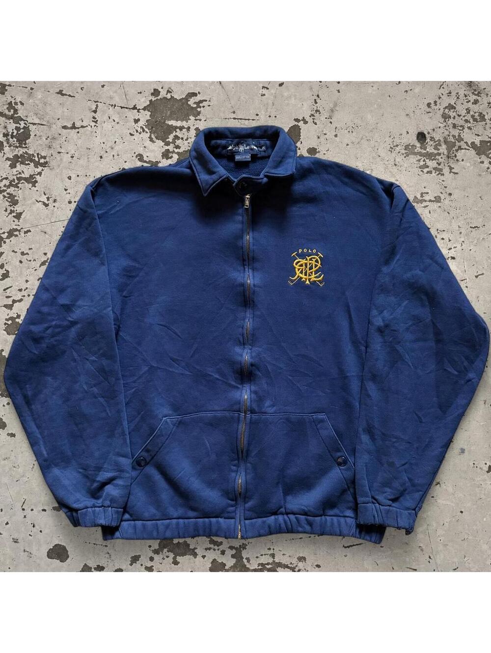 Rare Mens vintage 1980s Ralph Lauren scribble crest embroidered zip up jacket S